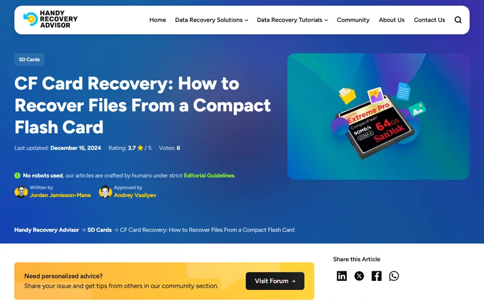 The article as published on handyrecovery.com