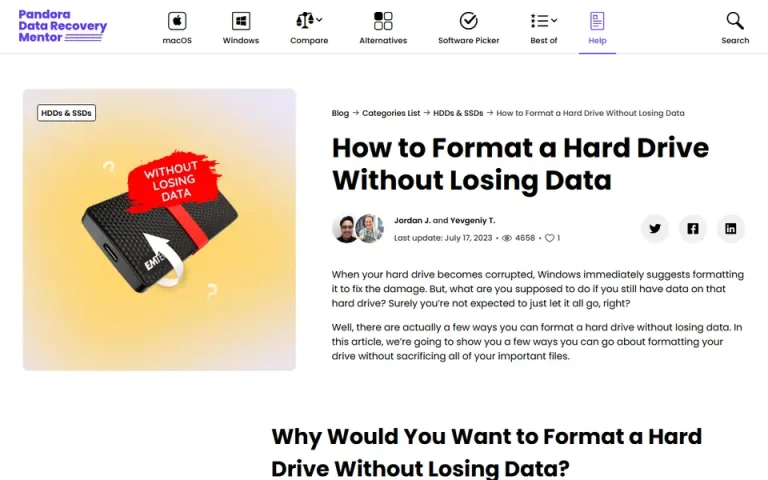 The article as published on help.pandorarecovery.com
