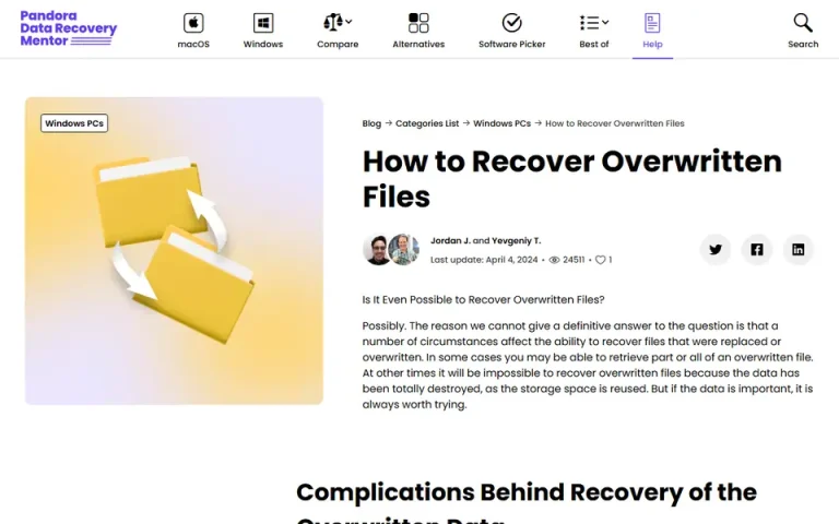 The article as published on help.pandorarecovery.com