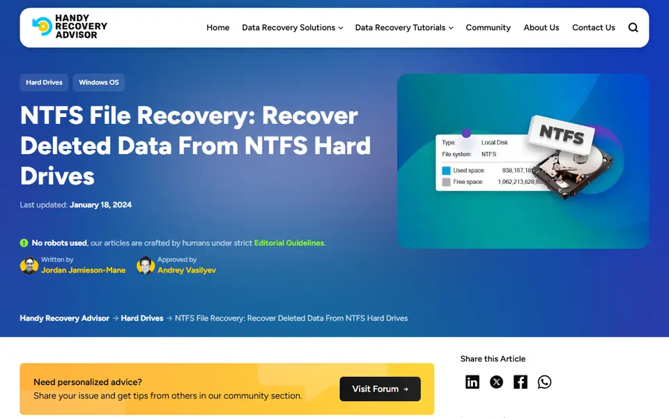 The article as published on handyrecovery.com