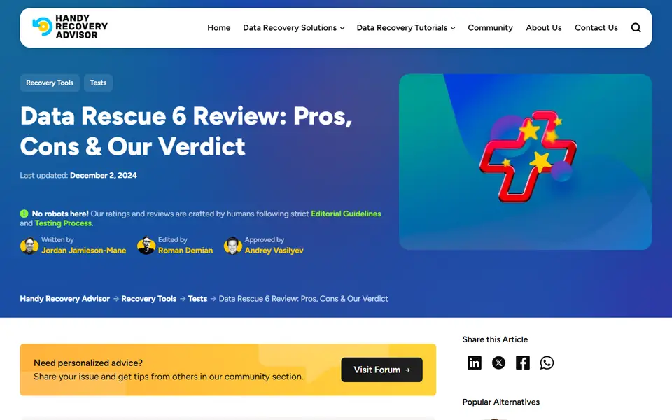 The article as published on handyrecovery.com