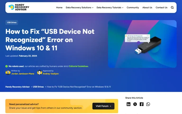 The article as published on handyrecovery.com