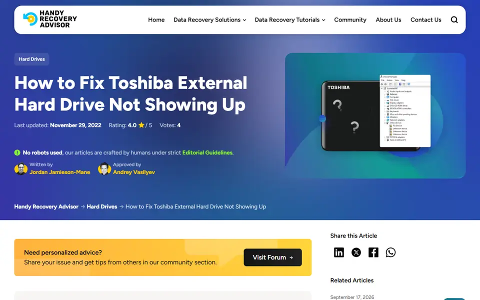 The article as published on handyrecovery.com