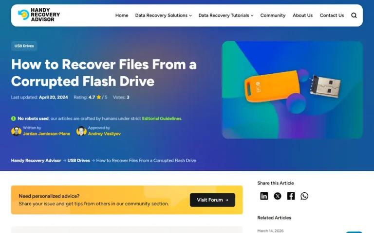 The article as published on handyrecovery.com