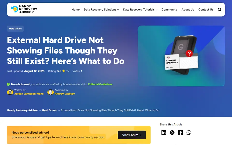 The article as published on handyrecovery.com