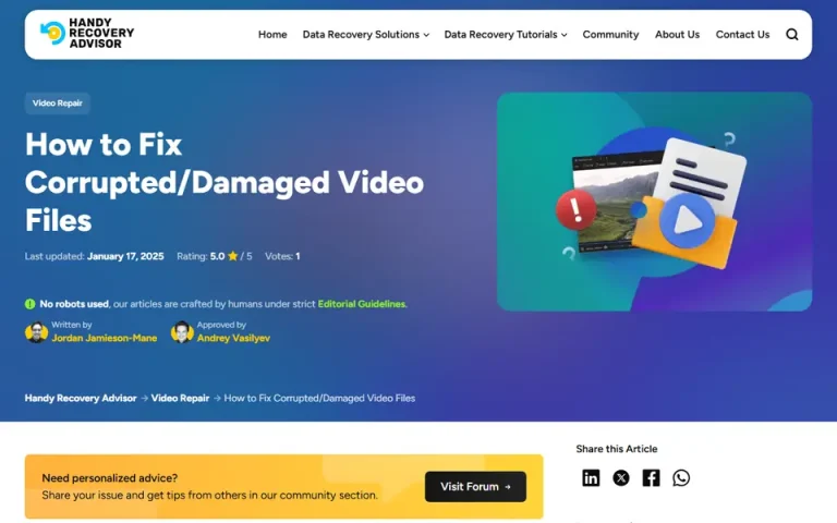 The article as published on handyrecovery.com