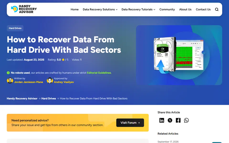 The article as published on handyrecovery.com