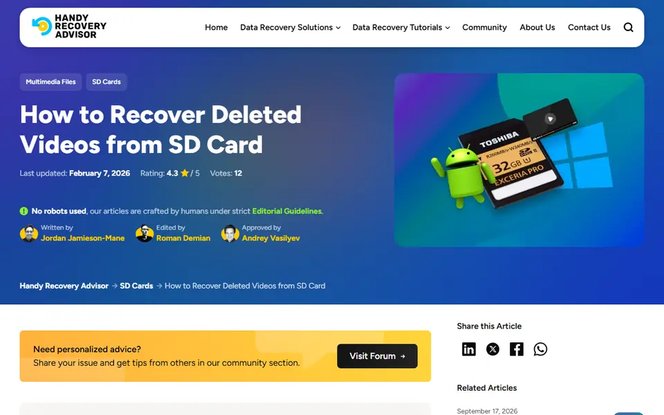 The article as published on handyrecovery.com