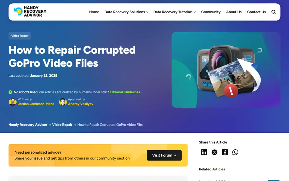 The article as published on handyrecovery.com