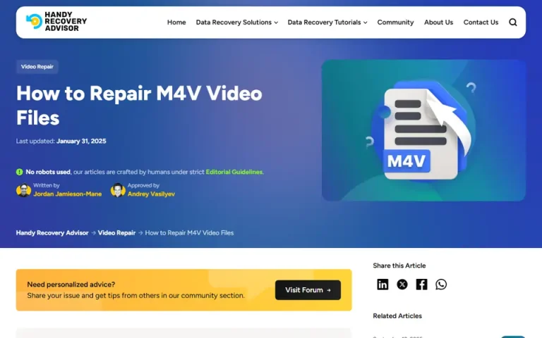 The article as published on handyrecovery.com