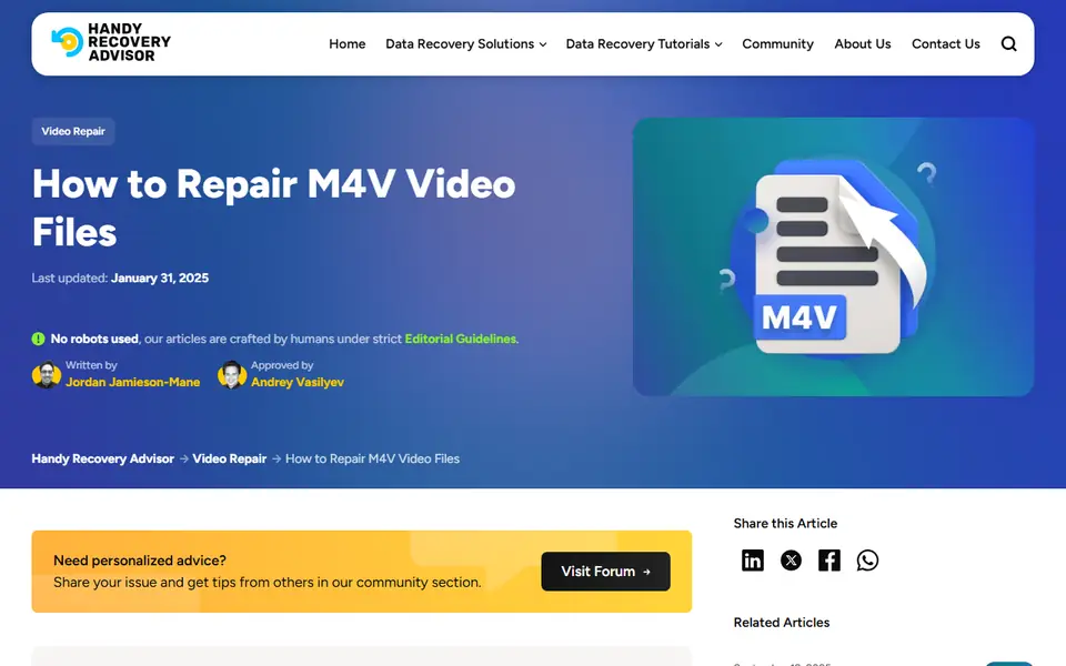 The article as published on handyrecovery.com