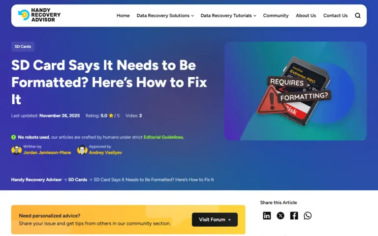 The article as published on handyrecovery.com