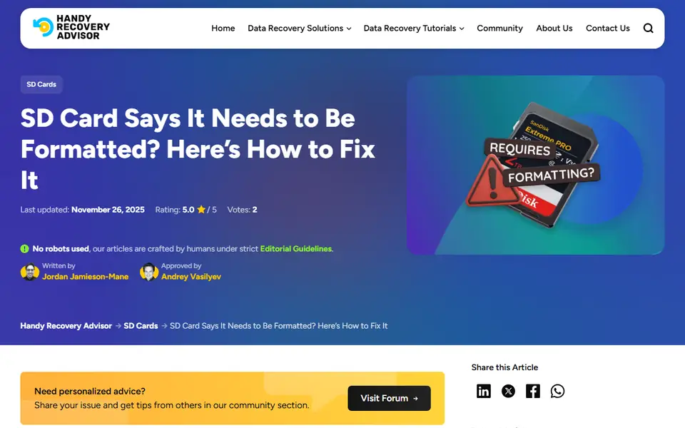 The article as published on handyrecovery.com