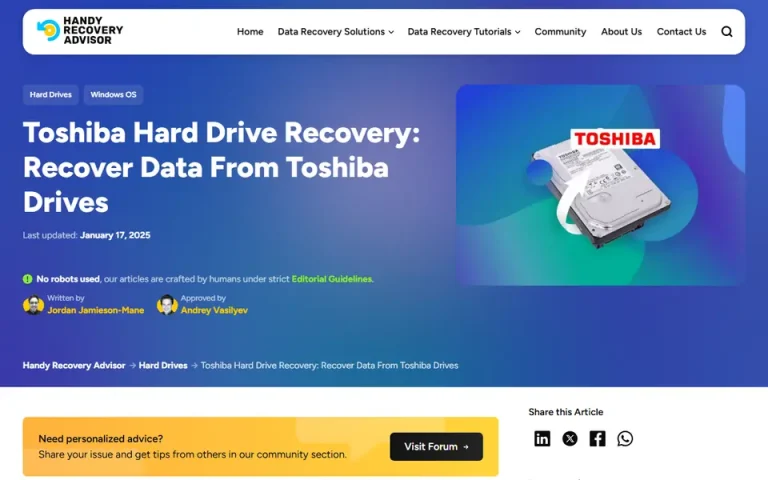 The article as published on handyrecovery.com