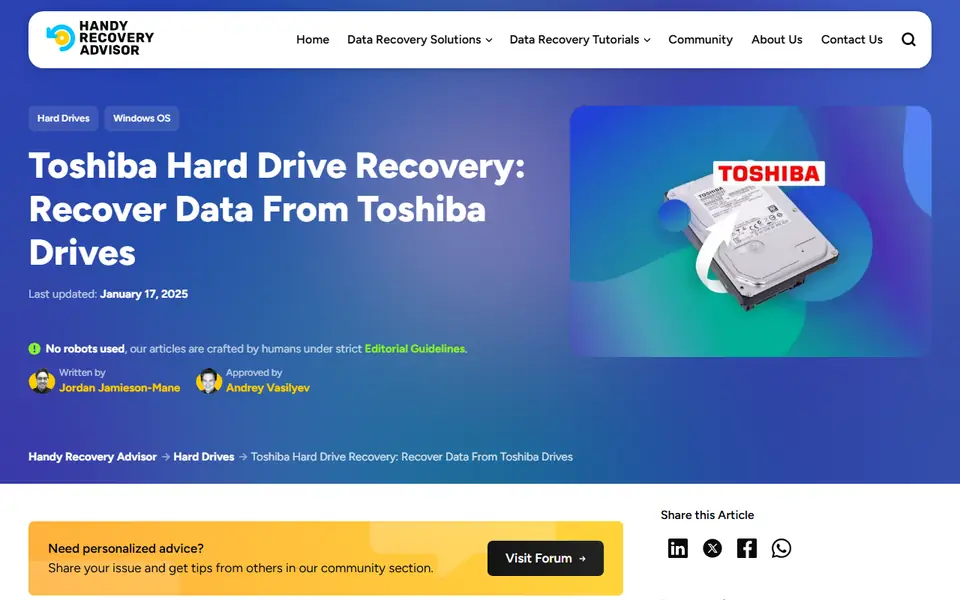 The article as published on handyrecovery.com